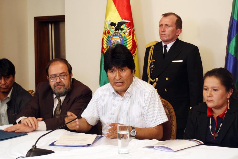 Präsident Evo Morales auf der Pressekonferenz