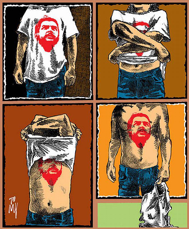 Ché Guevara auf dem T-Shirt und auf der Haut