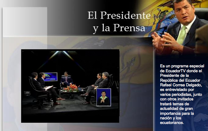 Programm mit Correa im Staatsfernsehen ECTV