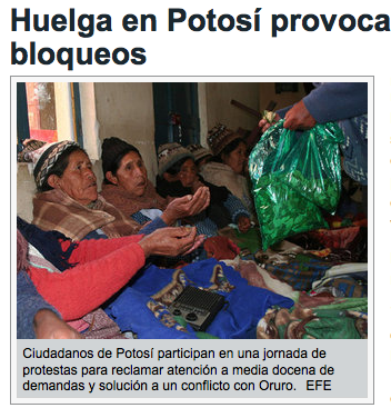 Zeitungsbericht: Streikende in Potosí halten Protest aufrecht