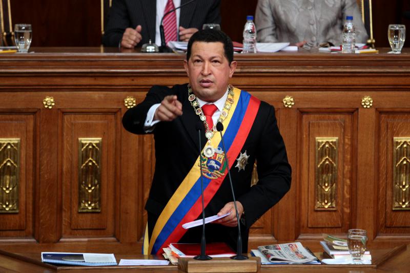 Präsident Hugo Chávez in der Nationalversammlung