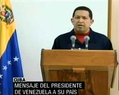 Hugo Chávez bei seiner Ansprache aus Kuba