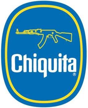 Bildmontage des Chiquita-Logos mit Maschinengewehr