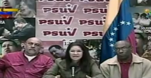 PSUV-Fraktionsvorsitzende Cilia Flores (m.) im TV