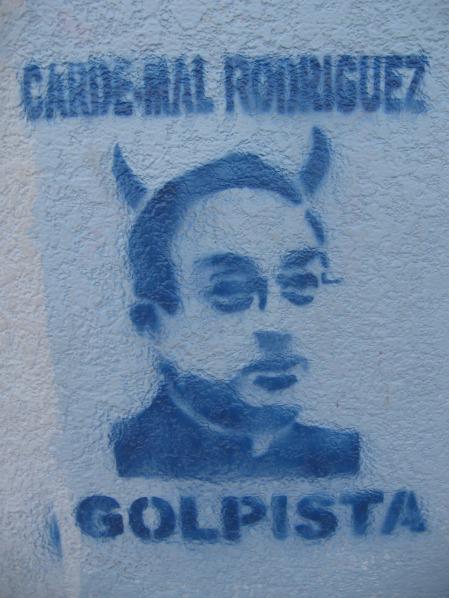 Graffito gegen Kardinal Rodríguez Maradiaga in Honduras