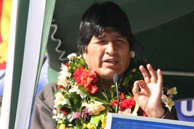 Evo Morales bei seiner Rede am Samstag