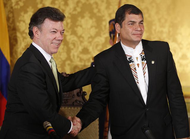 Die Präsidenten Santos und Correa