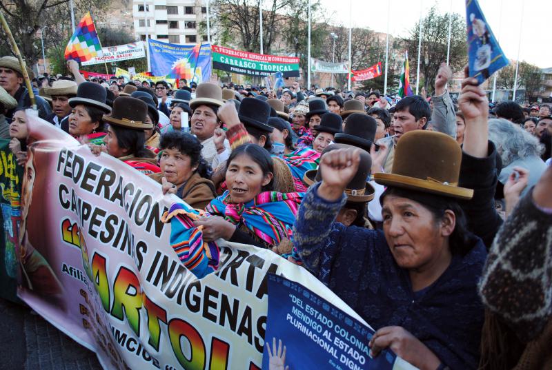 Protest der CSUTCB in La Paz