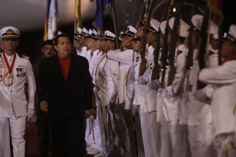 Hugo Chávez bei seiner Ankunft in Venezuela