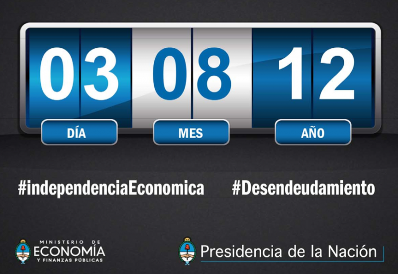 Countdown bis zum Ende der Schulden -- Standbild vond er Internetseite des argentinischen Wirtschaftsministeriums
