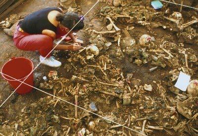 ... holt seine geschäftliche Vergangenheit ein: Exhumierung eines Massengrabes in El Salvador 1992