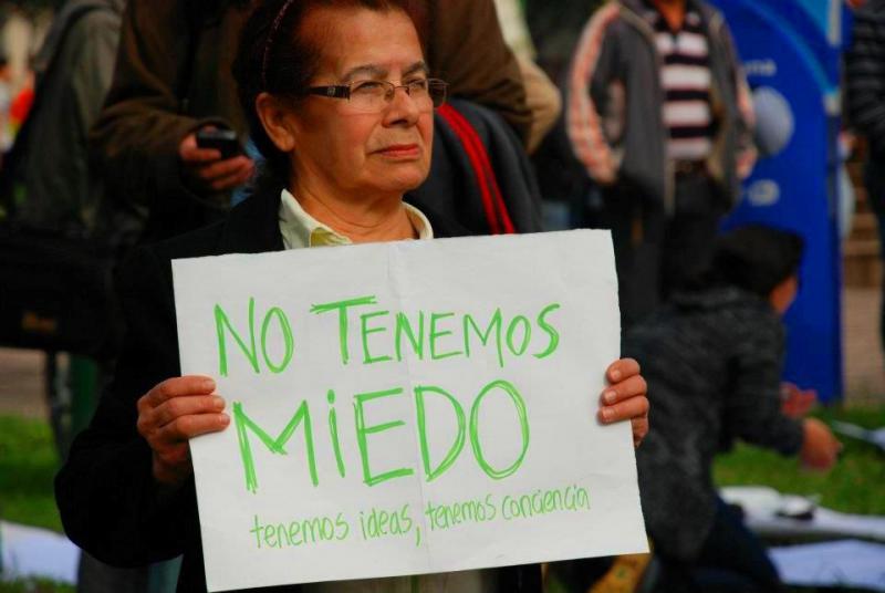 Eine Demonstrantin in Asunción: "Wir haben keine Angst, wir haben Ideen, wir haben Bewußtsein"