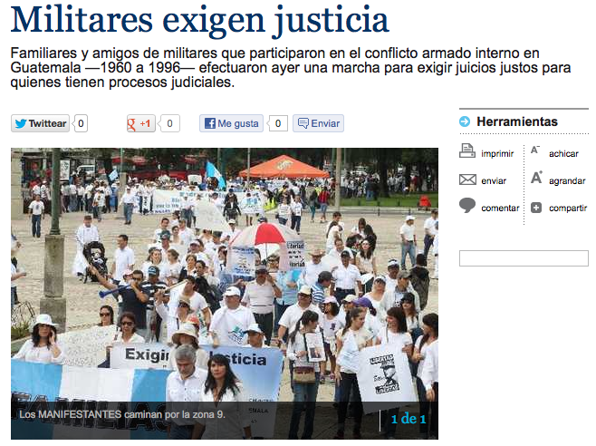 Die konservative Tageszeitung Prensa Libre berichtete von dem Protest
