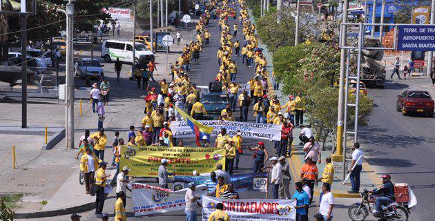 Demonstration der streikenden Minenarbeiter in Riohacha, Bundesstaat Cesar, Kolumbien