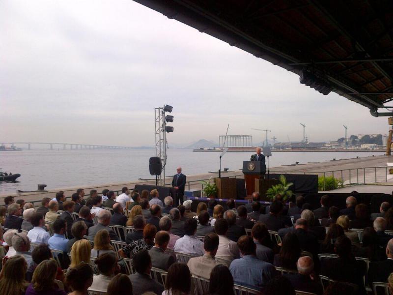Joseph Biden bei seiner Rede im Hafen von Rio
