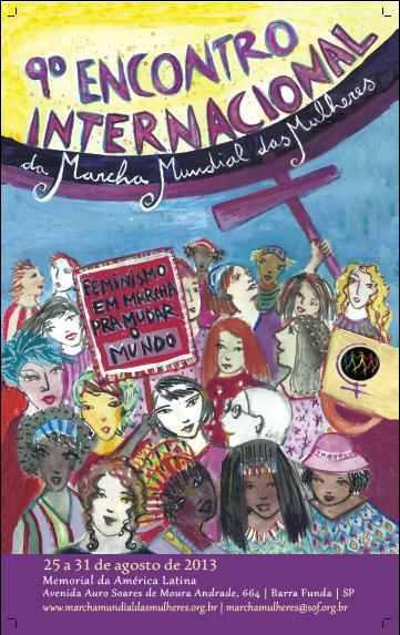 Plakat zum internationalen Frauentreffen:""Feminismus in Bewegung, um die Welt zu verändern" "