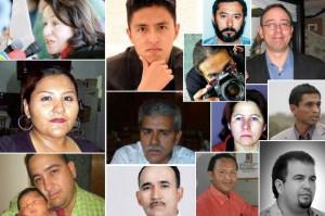 Bilder von ermordeten Journalisten in Mexiko