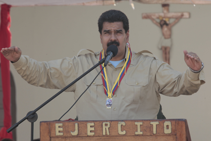 Präsident Maduro bei seiner Ansprache am Montagabend in Falcón