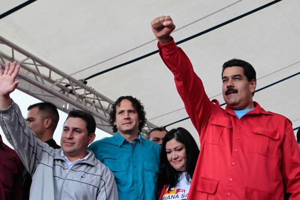 Präsident Maduro bei der Wahlkampfveranstaltung in Los Teques