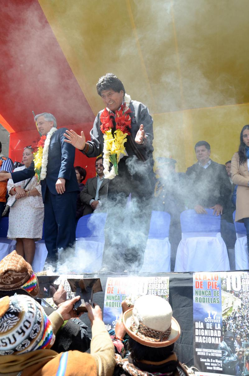 Evo Morales und Viezepäsident Alváro García Linera in El Alto