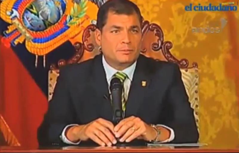Präsident Rafael Correa bei seiner Ansprache am Donnerstag