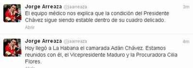 Twitter-Mitteilung von Minister Jorge Arreaza