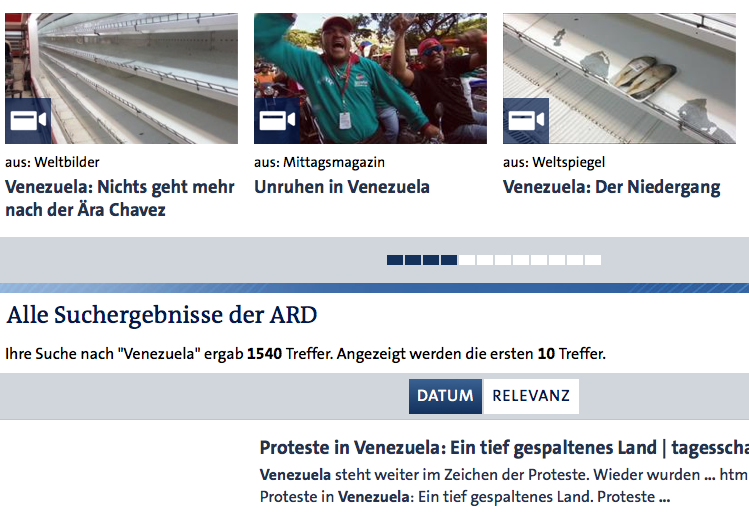 ARD-Blick auf Venezuela: "Unruhen", "Niedergang", "Spaltung", "Nichts geht mehr"