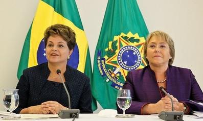 Die Präsidentinnen Brasiliens und Chiles, Dilma Rousseff und Michelle Bachelet vergangene Woche in São Paulo