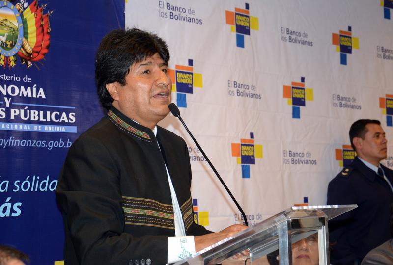 Evo Morales bei der Pressekonferenz in Cochabamba