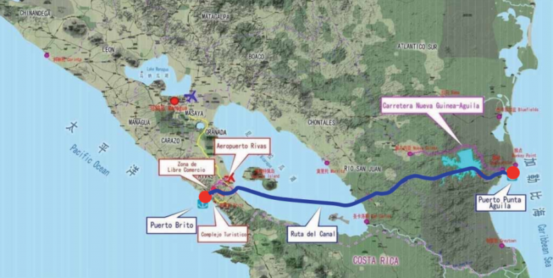 Die geplante Route des "Großen Interozeanischen Kanals"