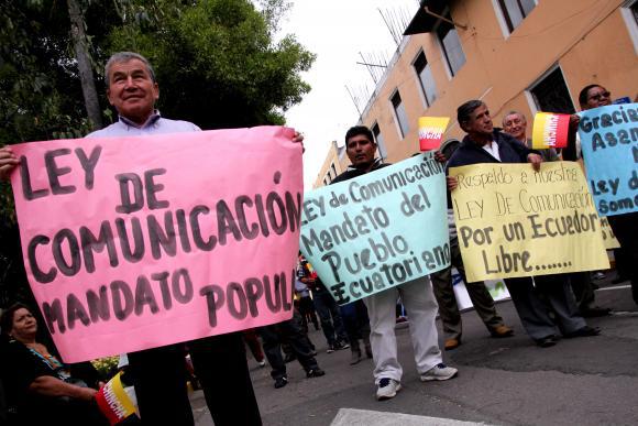 Demonstration für das neue ecuadorianische Mediengesetz...