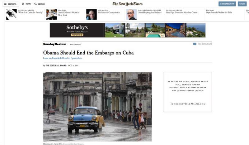 New York Times:  Präsident Obama sollte das Embargo gegen Kuba beenden