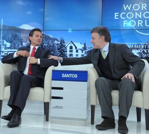 Die Präsidenten von Mexiko und Kolumbien, Enrique Peña Nieto und Juan Manuel Santos, beim Weltwirtschaftsforum in Davos
