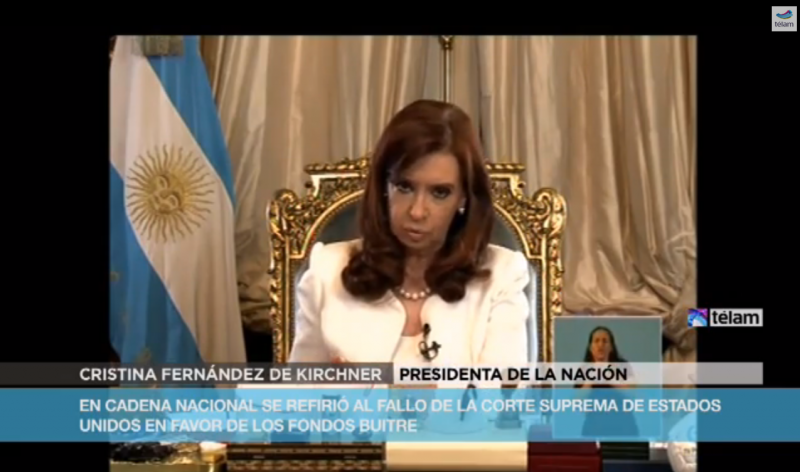 Präsidentin Cristina Fernández bei ihrer Ansprache