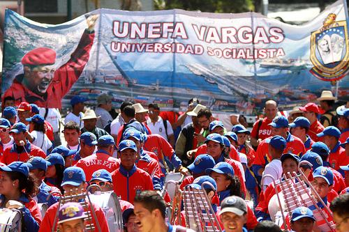 Studierende der Unefa aus dem Bundesstaat Vargas bei der Demonstration in Caracas