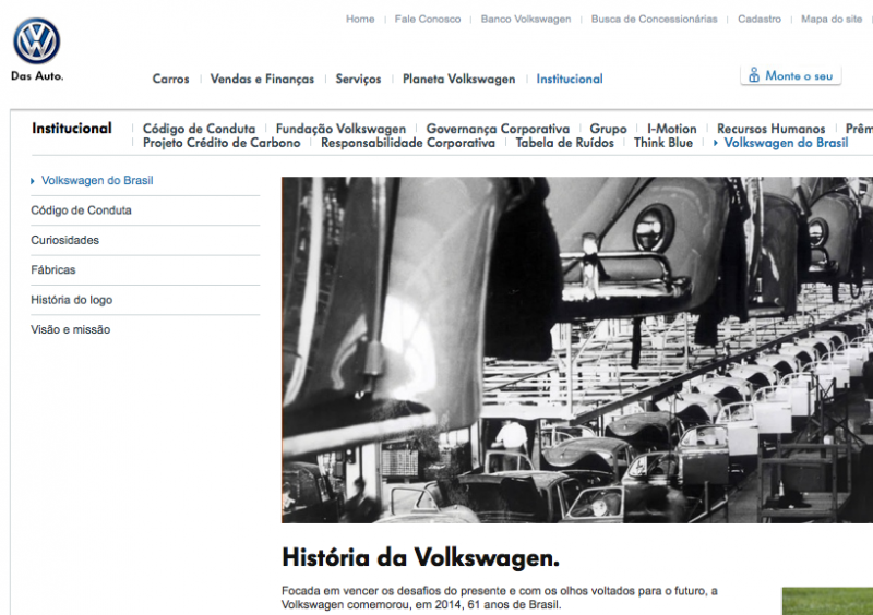 Homepage von Volkswagen do Brasil