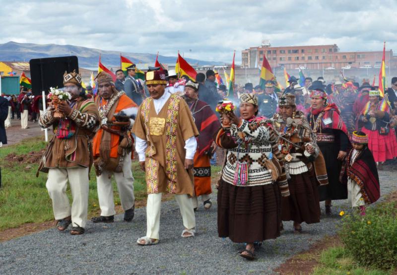 Indigene Zeremonie zur Einführung von Evo Morales in das Präsidentenamt im Januar 2015
