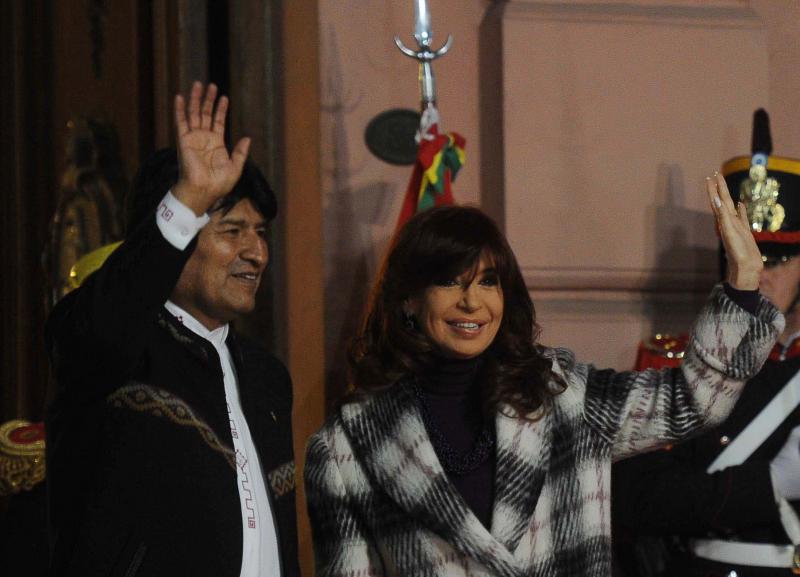 Evo Morales mit Amtskollegin Christina Fernández de Kirchner am Mittwoch in der Casa Rosada, Buenos Aires