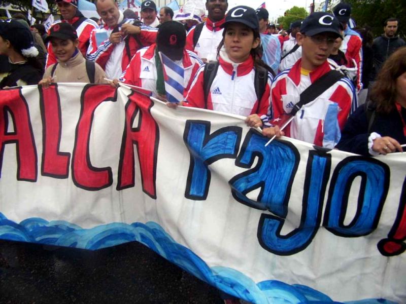 Demonstration gegen das Freihandelsabkommen Alca beim "Gipfel der Völker" in Mar del Plata, Argentinien, 2005