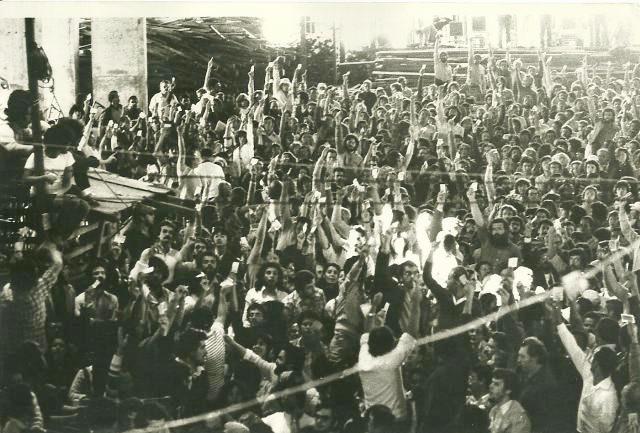 Gewerkschaftsakivisten bei einer Versammlung in São Paulo im August 1981