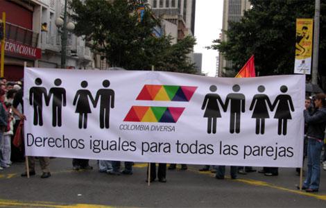 "Gleiche Rechte für alle Paare" - Transparent der Organisation Colombia Diversa