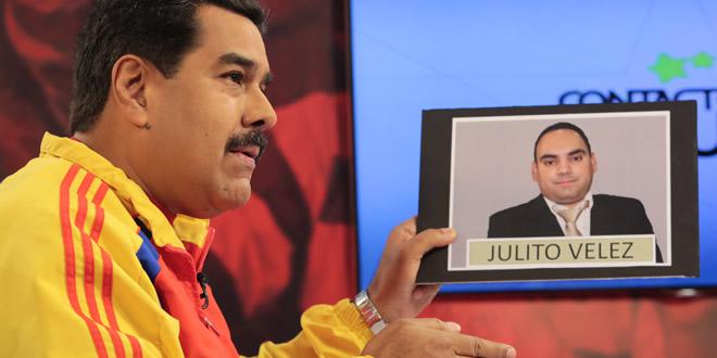 Präsident Maduro gibt die Verhaftung von "Julito" Vélez bekannt
