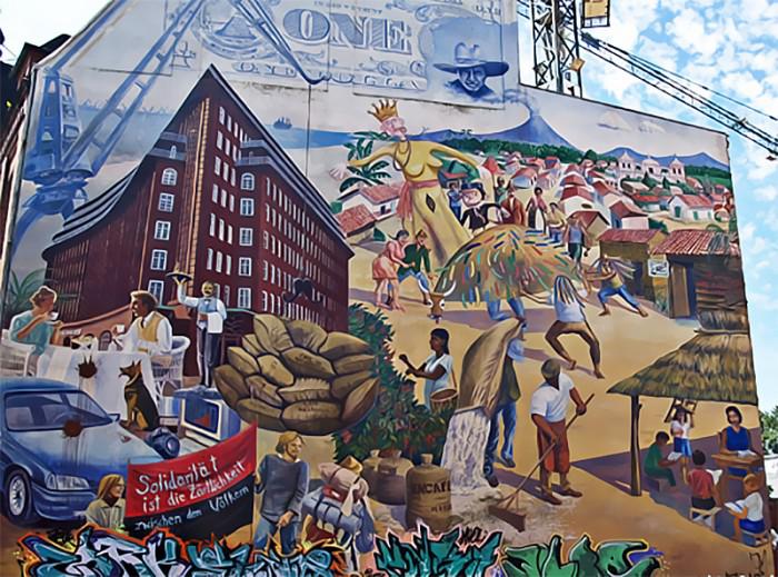 Wandbild in Hamburg zur Solidarität mit Nicaragua