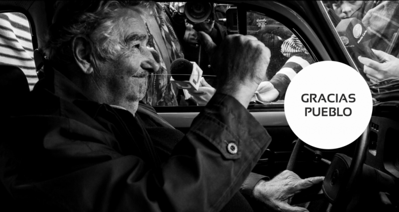 Bild auf der Startseite seiner Homepage: José Mujica bedankt sich beim Volk