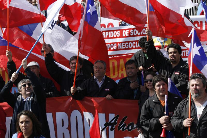 Großdemonstration für die Arbeitsreform im September 2014 in Santiago de Chile