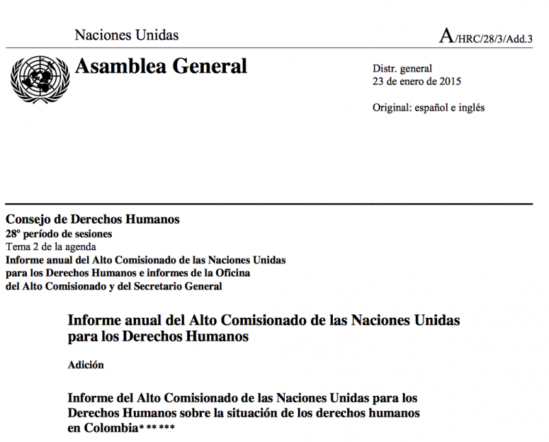 Titelblatt des UNHRC-Berichtes