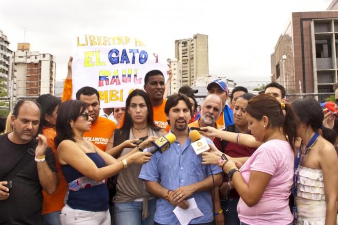 Freddy Guevara bei einer Solidaritätskundgebung seiner Partei für Alexander Tirado und Raúl Emilio Baduel