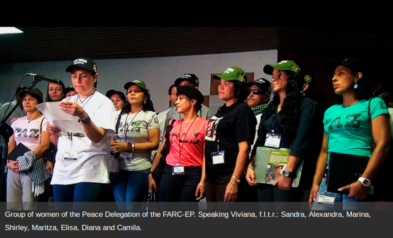 Weibliche Farc-Delegierte bei einer Pressekonferenz in Havanna. Seit dem 19. November 2012 laufen die Verhandlungen in Kubas Hauptstadt