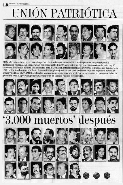 Bilder von einigen der Opfer der linken Partei "Unión Patriótica" in Kolumbien