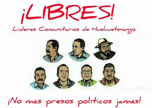 Kampagnenflyer zur Freilassung der sieben politischen Gefangenen aus Huehuetenango